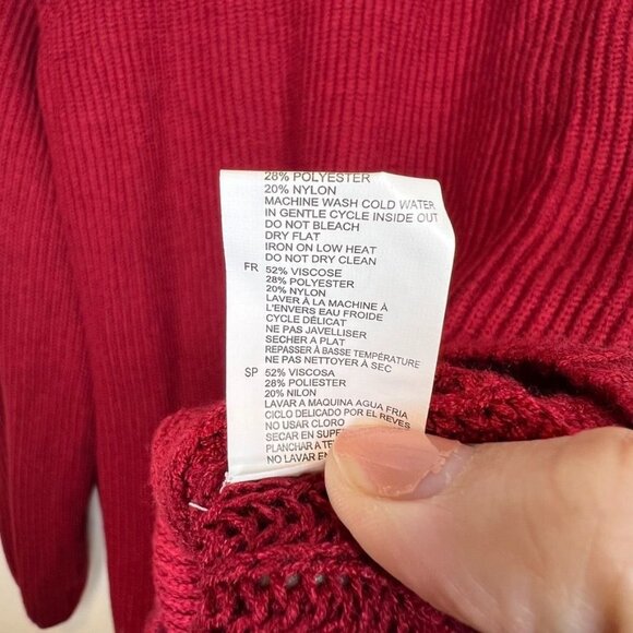 NWT RD Style Red Ribbed Knit Pullover Sweater Half-Zip Mock Neck Size L - Picture 5 of 6